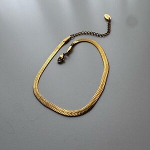 Sleek Gold Herringbone Anklet by Atolea